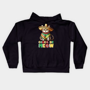 Fiesta Squad Funny Mexican Cat Fiesta Party Cinco De Meow Kids Hoodie